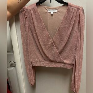 Pink striped metallic crop top (Medium)